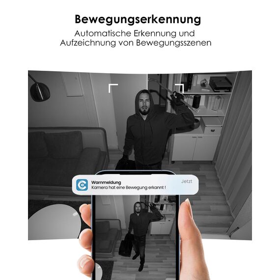 CZEview 3MP+3MP Dual Kameras Überwachung Innen, 5Ghz WLAN 360° Hundekamera Haustierkamera mit APP, Überwachungskamera Innen, ABO Optional, Indoor Camera