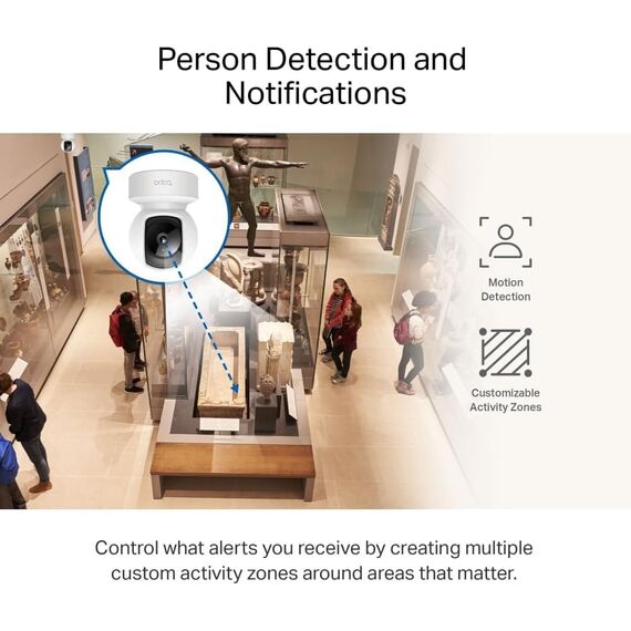 Tapo TP-Link C212 360° WLAN Überwachungskamera, Ethernet/Wi-Fi-Anschluss,2K Auflösung, Bewegungsverfolgung, Nachtsicht, Zwei-Wege-Audio, kompatibel mit Alexa und Google Assistant, für Babys/Haustiere