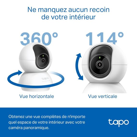 Tapo C230 3K 5MP Überwachungskamera innen 360°, WLAN 2,4GHz, KI-Erkennung, Nachtsicht, Bewegungserkennung, Zwei-Wege-Audio, Kompatibel mit Alexa und Google Assistant, microSD bis 512 GB