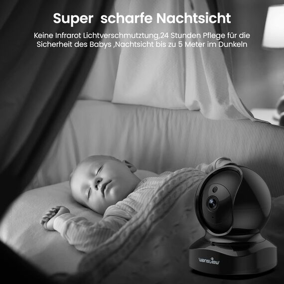 wansview 2K Hundekamera mit app - 2,4Ghz Überwachungskamera innen, Haustierkamera mit app, Hundekamera Nachtsicht, Kamera Hundeüberwachung mit Bewegungserkennung, 2-Wege-Audio, Q5