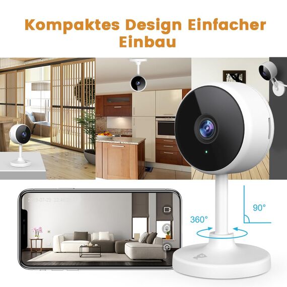 litokam Little elf Überwachungskamera, Babyphone mit Kamera mit Bewegungserkennung, Nachtsicht, Zwei-Wege-Audio, Kamera Überwachung Innen für Hunde, Haustierkamera mit App Kompatibel Alexa