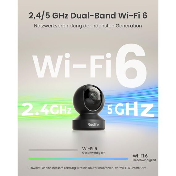 Reolink 4K PTZ WLAN Überwachungskamera Innen, 2,4/5 GHz Wi-Fi 6, Babyphone mit Kamera, 3X Optischer Zoom, Auto-Tracking, Indoor Kamera für Kids, Hundekamera, Intelligente Erkennung, E1 Zoom, Schwarz