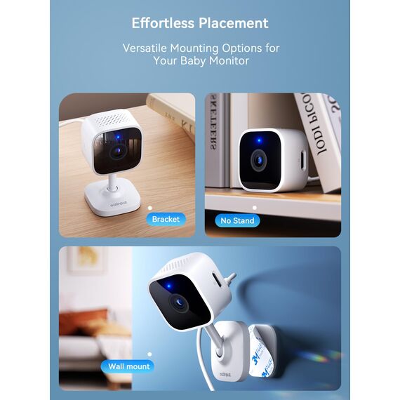 Outinput 2K Plug-in Mini Überwachungskamera Innen, WLAN Indoor Kamera mit IR-Nachtsicht, Hundekamera mit App, Bewegung&Geräusch-Erkennung, 2-Wege-Audio, Sirene, SD&Cloud-Speicher, für Baby&Haustiere