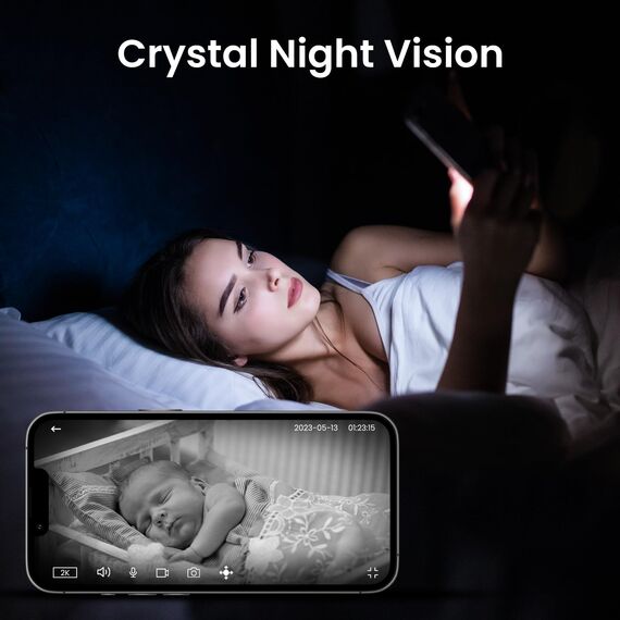 Cinnado Babyphone mit Kamera Überwachung Innen - 2K 360 Grad WLAN Kamera für Baby/Haustier, WiFi IP haustierkamera mit app, Nachtsicht, kompatibel mit Alexa, D1 Set 2