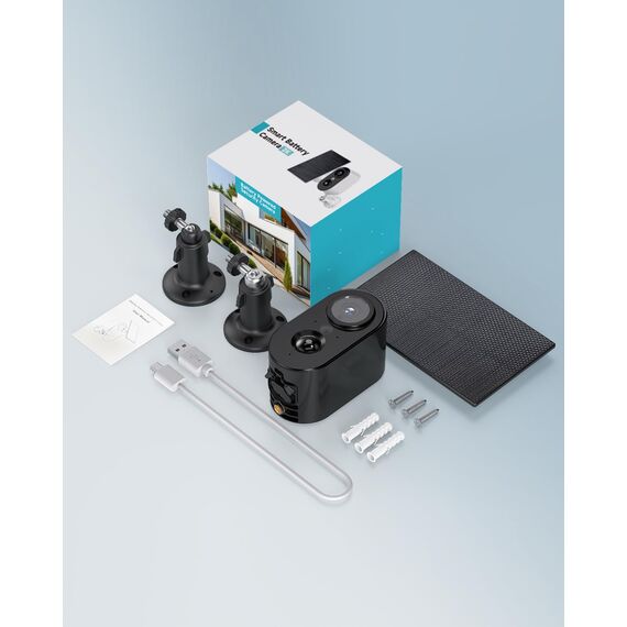 PESAIR 2K Überwachungskamera Aussen Akku/Solar - Kamera Überwachung Aussen WLAN mit Farbige Nachtsicht, Kabellose Überwachungskamera außen/innen, PIR-Bewegungserkennung, IP66, 2,4 GHz, Schwarz