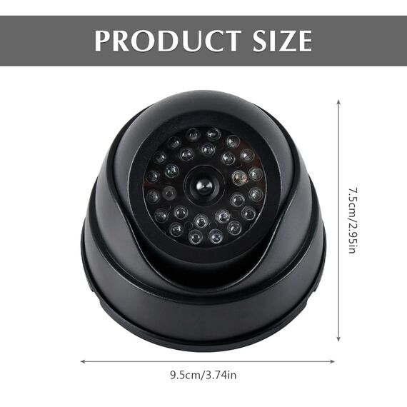 BUYGOO 2 pcs Kamera Attrappe, CCTV Dummy Sicherheits Dome Kameras, Fake überwachungskamera mit Rot Blinkender LED, Überwachungskamera Attrappen, Dummy Kamera Attrappe, für Innen Außenbereich