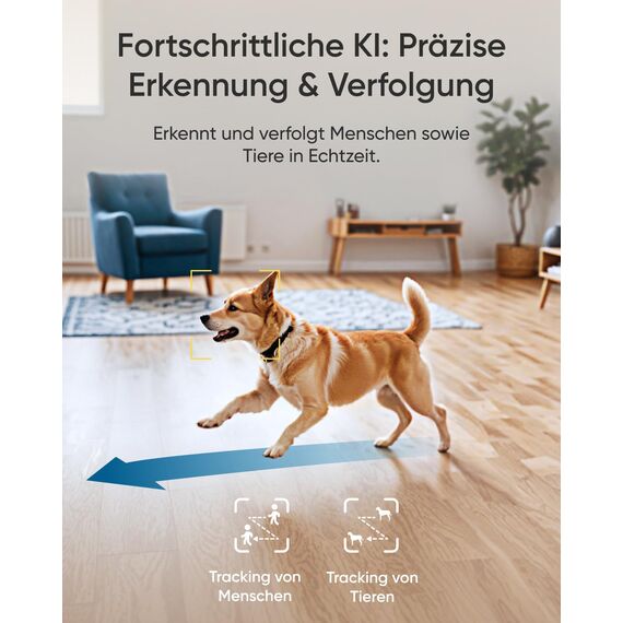 eufy Innenkamera E30 (2er Pack), neueste Generation, 4K 8MP UHD Sicherheitskamera Haustier/Babykamera mit App, Farbnachtsicht, Auto-Tracking Mensch/Tier, 360°Abdeckung, 6×optischer Zoom, HomeKit, Weiß