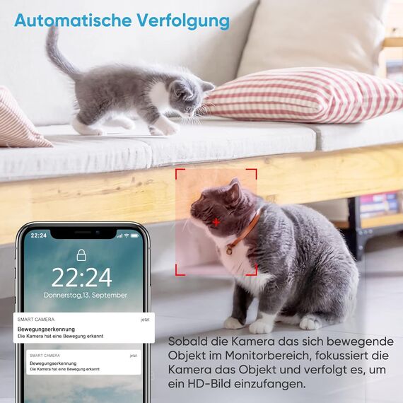 Little elf Überwachungskamera Innen, Litokam Babyphone mit Kamera mit Bewegungserkennung, Zwei-Wege-Audio, 2K WLAN Kamera Überwachung Innen, 4 Stück