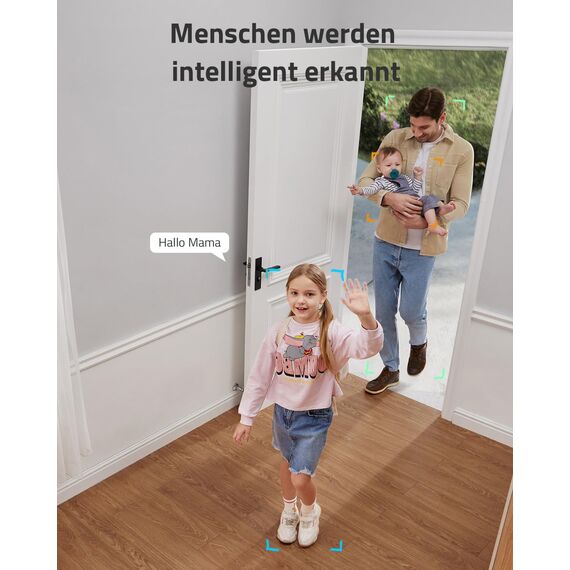 eufy Security Indoor Cam E220, 2K Überwachungskamera Innen, WLAN, Schwenkbar, Kameraüberwachung Innen, mit Nachtsicht, Personen- & Haustiererkennung, Bewegungsverfolgung, HomeBase 3 Kompatibel