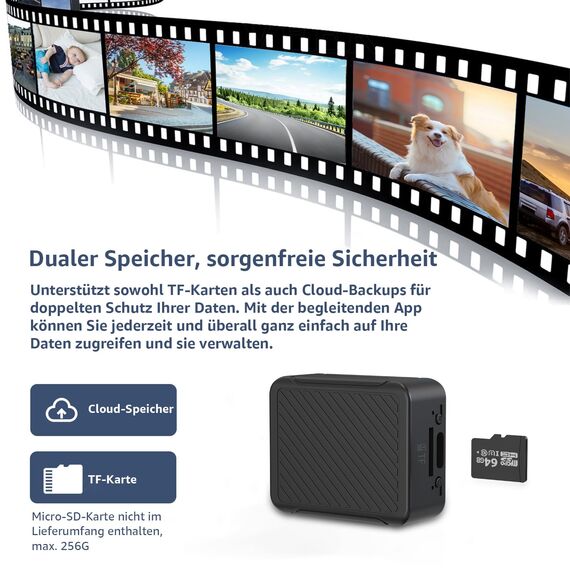 Liretope Mini Kamera, 4K HD WLAN Überwachungskamera Innen Für Live Übertragung Handy APP, WiFi Camera Nachtsichtkamera mit Bewegungsmelder/Lange Batterielaufzeit/Cloud-Speicherplat