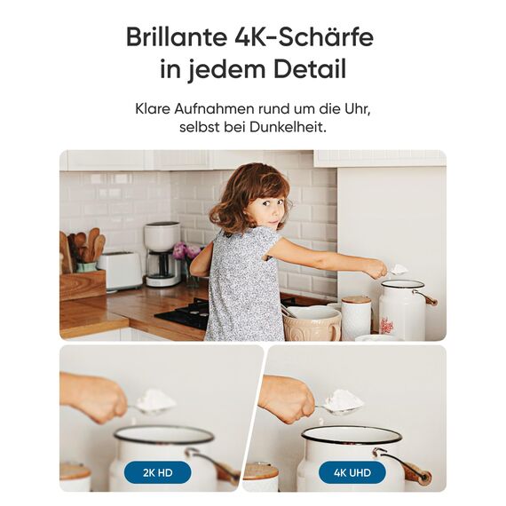 eufy Innenkamera E30, neueste Generation, 4K 8MP UHD Sicherheitskamera, 360° Abdeckung, 6× optischer Zoom, Farbnachtsicht, KI-Erkennung Mensch/Tier/Weinen, Auto-Tracking Mensch/Tier, HomeKit, Schwarz