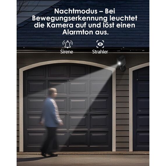 CZEview 2K Überwachungskamera Aussen Akku, Magnetische Montage,Bewegungserkennung,WLAN Kabellose Überwachungskamera außen/innen,2.4G,2-Wege Audio,Farbige Nachtsicht,IP65 Wasserdicht (Ganz schwarz)