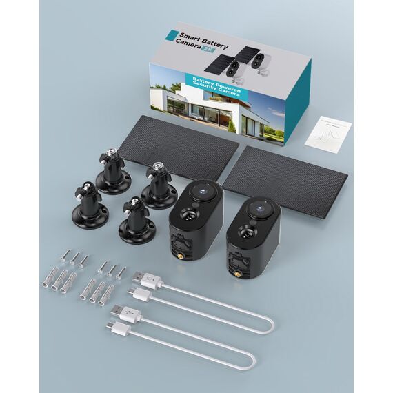 PESAIR 2K WiFi Überwachungskamera mit Solarpanel - WiFi Überwachungskamera Außen Wireless Akku, Nachtsicht Farbe, Außen/Innen, PIR Bewegungserkennung, IP66, Schwarz-2