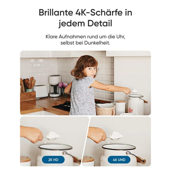 eufy Innenkamera E30 (2er Pack), neueste Generation, 4K 8MP UHD Sicherheitskamera Haustier/Babykamera mit App, Farbnachtsicht, Auto-Tracking Mensch/Tier, 360°Abdeckung, 6×optischer Zoom, HomeKit, Weiß