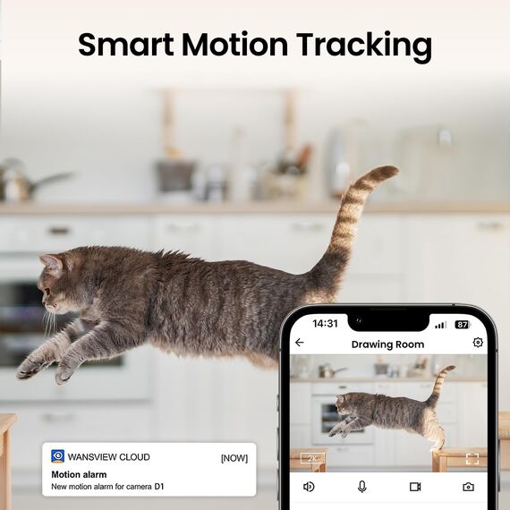 Cinnado Babyphone mit Kamera Überwachung Innen - 2K 360 Grad WLAN Kamera für Baby/Haustier, WiFi IP haustierkamera mit app, Nachtsicht, kompatibel mit Alexa, D1 Set 2