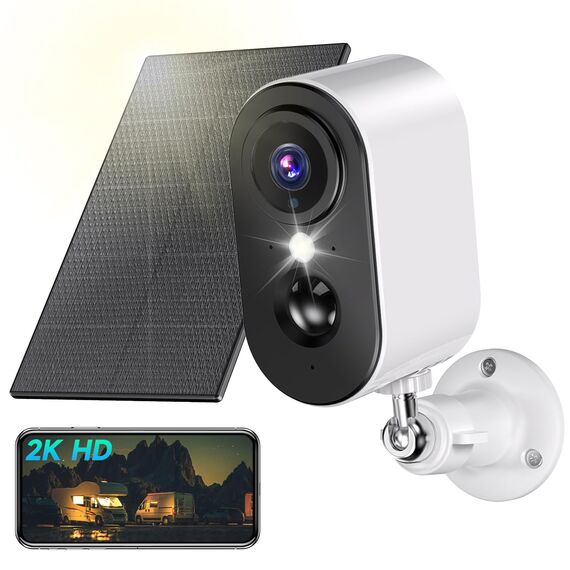 PESAIR 2K Überwachungskamera Aussen Akku/Solar - Kamera Überwachung Aussen WLAN mit Farbige Nachtsicht, Kabellose Überwachungskamera außen/innen, PIR-Bewegungserkennung, IP66, 2,4 GHz