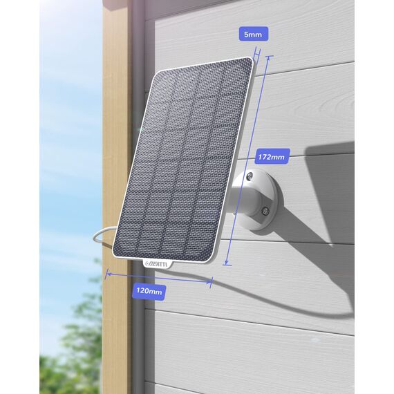 DEATTI 3W Solarpanel für Überwachungskamera Aussen Akku, Wetterfest, 360° Einstellbare Halterung, USB Schnittstelle, Unterbrechungsfreie Umweltschutzstromversorgung, 3M Kable