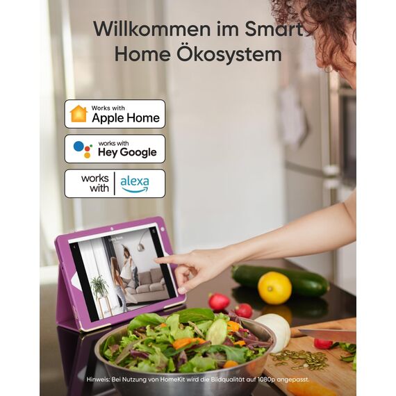 eufy Innenkamera E30, neueste Generation, 4K 8MP UHD Sicherheitskamera, 360° Abdeckung, 6× optischer Zoom, Farbnachtsicht, KI-Erkennung Mensch/Tier/Weinen, Auto-Tracking Mensch/Tier, HomeKit, Schwarz