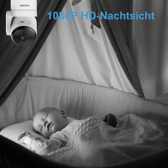 AMOROM 2K WLAN Überwachungskamera Innen 360° Kamera Überwachung mit KI-Bewegungserkennung, Benutzerdefinierte Szenariowarnungen, Zwei-Wege-Audio, Funktioniert mit Alexa, 2,4GHz, 2 Stück