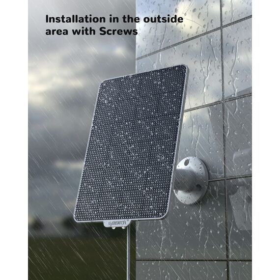 DEATTI 3W Solarpanel für Überwachungskamera Aussen Akku, Wetterfest, 360° Einstellbare Halterung, USB Schnittstelle, Unterbrechungsfreie Umweltschutzstromversorgung, 3M Kable