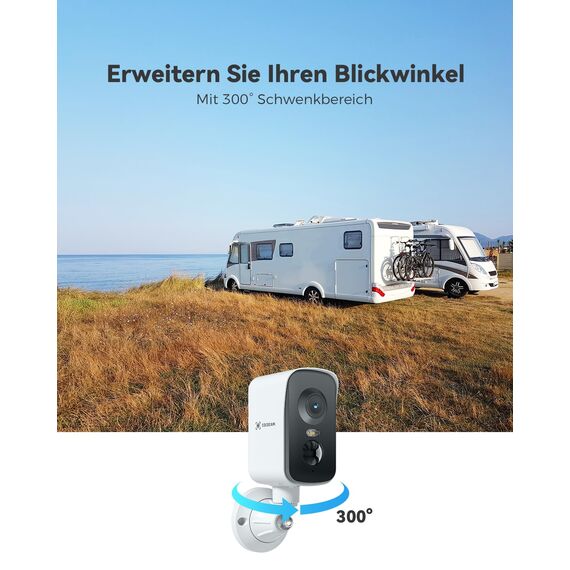 COCOCAM Tragbare Magnetische 4G Überwachungskamera mit SIM Karte Außen/Innen, 2K kabellose Kamera für Wohnmobile, Camping und Reisen,300°Schwenkbereich, 10000Ah Akku, Integrierte SIM-Karte(Kein WLAN)