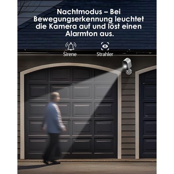 CZEview 2K Überwachungskamera Aussen Akku, Magnetische Montage, 300° Horizontaler PTZ,Bewegungserkennung, WLAN Kabellose Überwachungskamera außen/innen, 2.4G, 2-Wege Audio, Farbige Nachtsicht, IP65