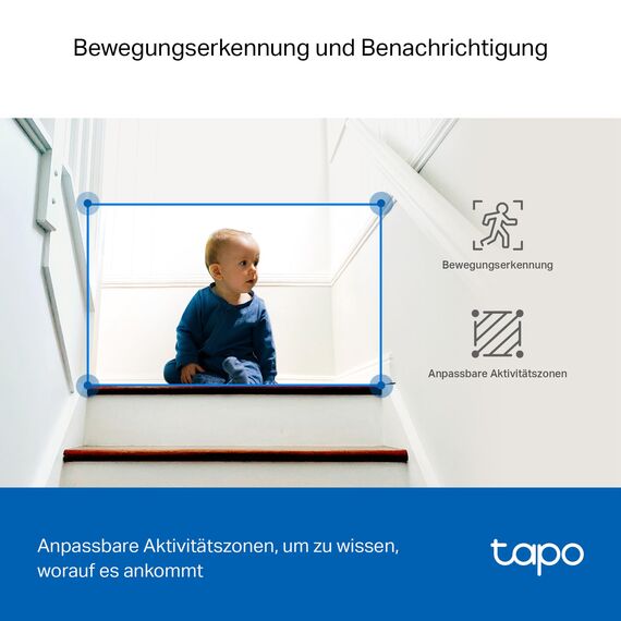 Tapo TP-Link C220 360°-WLAN-Überwachungskamera für den Innenbereich, 2K 4MP, IR Nachtsicht, Bewegungserkennung, Zwei-Wege-Audio, kompatibel mit Alexa und Google Assistant, für Babys/Haustiere