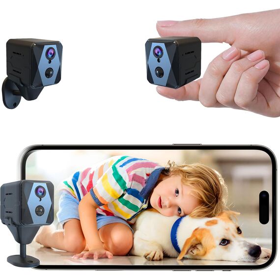 aidowocam Mini Kamera,4K Überwachungskamera Innen, Kamera Überwachung Innen,WiFikamera Live Übertragung Handy APP Für Lange Standby 2800mAh Akku Kamera,Bewegungsmelder/Nachtsicht/Cloud