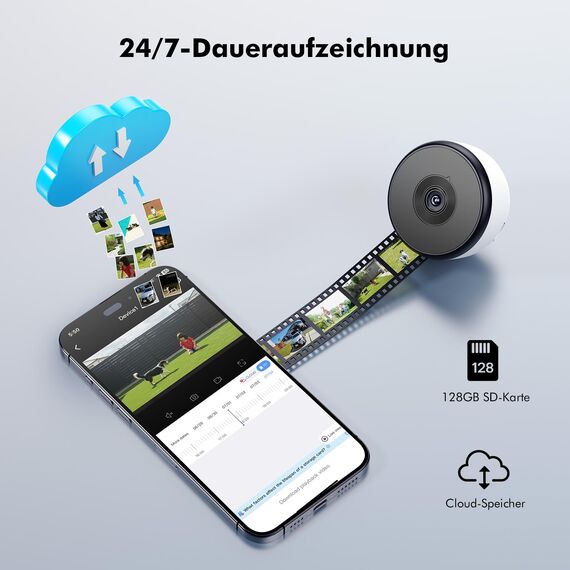 YESKAMOU 2K 3MP Fenster Überwachungskamera Innen, Innenkamera mit Farb-Nachtsicht, Blendschutz & Antireflex,2,4 GHz & 5 GHz Dualband, 24/7-Aufnahme,Window Camera für Hausüberwachung