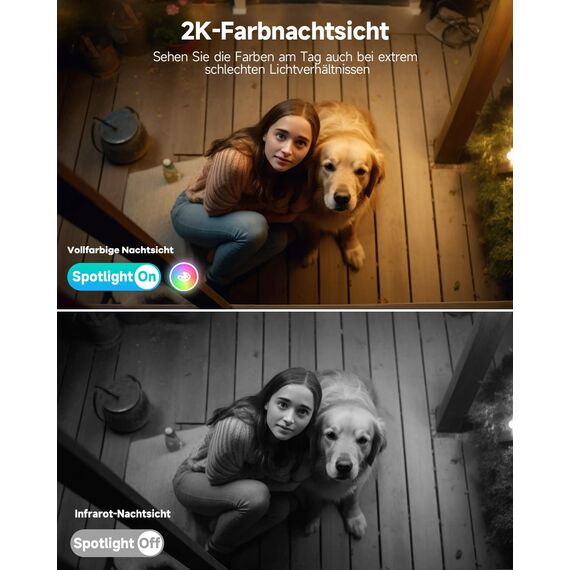 PESAIR 2K WiFi Überwachungskamera mit Solarpanel - WiFi Überwachungskamera Außen Wireless Akku, Nachtsicht Farbe, Außen/Innen, PIR Bewegungserkennung, IP66, Schwarz-2