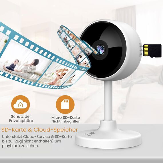 litokam Little elf Überwachungskamera, Babyphone mit Kamera mit Bewegungserkennung, Nachtsicht, Zwei-Wege-Audio, Kamera Überwachung Innen für Hunde, Haustierkamera mit App Kompatibel Alexa