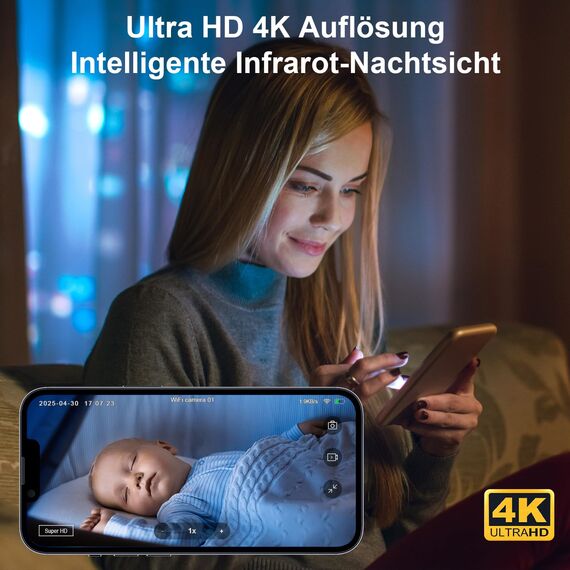 Liretope Mini Kamera, 4K HD WLAN Überwachungskamera Innen Für Live Übertragung Handy APP, WiFi Camera Nachtsichtkamera mit Bewegungsmelder/Lange Batterielaufzeit/Cloud-Speicherplat
