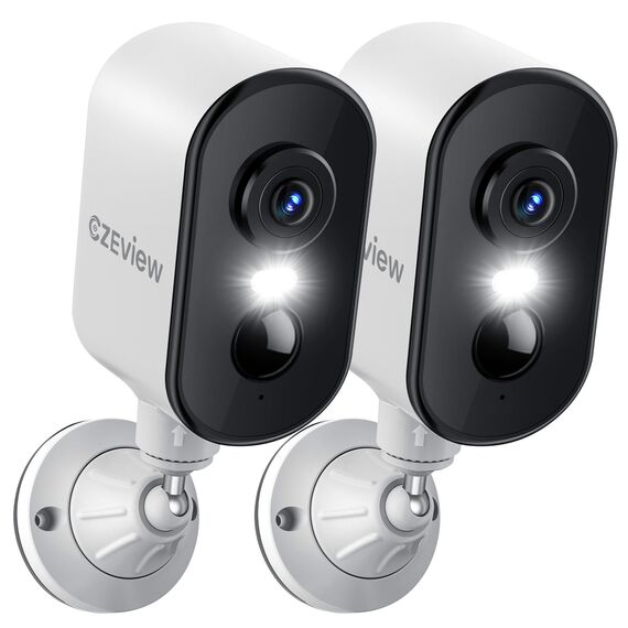 CZEview 2K Überwachungskamera Aussen Akku, Magnetische Montage,Bewegungserkennung,WLAN Kabellose Überwachungskamera außen/innen,2.4G,2-Wege Audio,Farbige Nachtsicht,IP65 Wasserdicht (weiß 2 Stück)