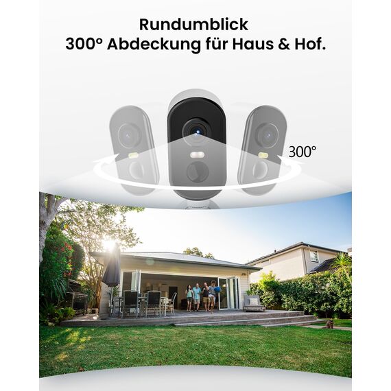 CZEview 2K Überwachungskamera Aussen Akku, Magnetische Montage,Bewegungserkennung,WLAN Kabellose Überwachungskamera außen/innen,2.4G,2-Wege Audio,Farbige Nachtsicht,IP65 Wasserdicht (weiß 2 Stück)