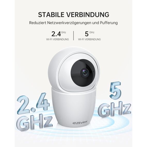 CZEview 3K 5MP Überwachungskamera Innen, 2,4/5Ghz Dual-Band WLAN Kamera Überwachung Innen, Hundekamera Haustierkamera mit APP, 360° Kamera Indoor, Zwei-Wege-Audio, Nachtsicht, AI Bewegungserkennung