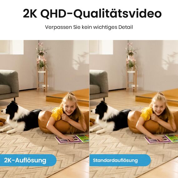 aosu 2K Überwachungskamera Innen WALN Kamera babyfone Handy Indoorcam, babyphone Bewegungsmelder Nachtsicht，360° Schwenkbare WiFi IP Kamera