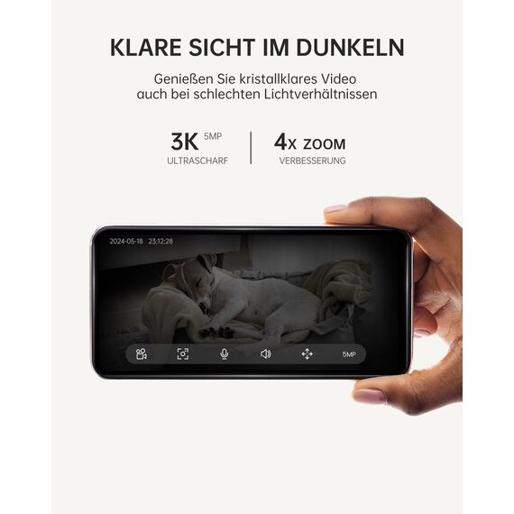 CZEview 3K 5MP Überwachungskamera Innen, 2,4/5Ghz Dual-Band WLAN Kamera Überwachung Innen, Hundekamera Haustierkamera mit APP, 360° Kamera Indoor, Zwei-Wege-Audio, Nachtsicht, AI Bewegungserkennung