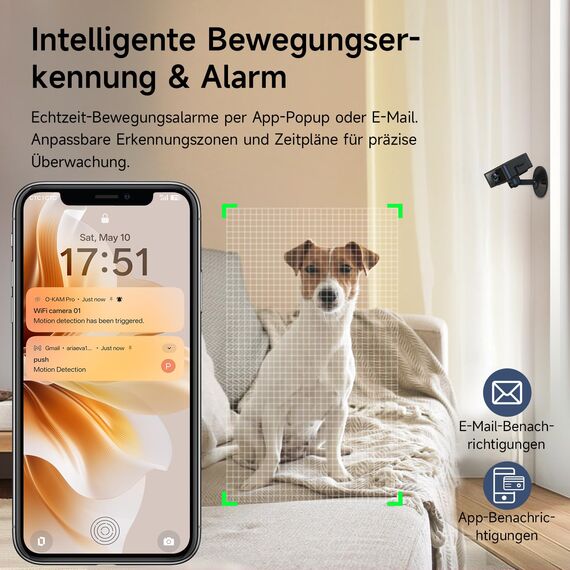 Liretope Mini Kamera, 4K HD WLAN Überwachungskamera Innen Für Live Übertragung Handy APP, WiFi Camera Nachtsichtkamera mit Bewegungsmelder/Lange Batterielaufzeit/Cloud-Speicherplat