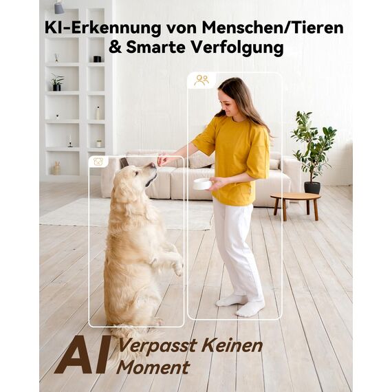 Imou Überwachungskamera Innen mit 2K Dual-Objektiv, 2.4GHz/5GHz WLAN, Personen-/Haustiererkennung, Farbnachtsicht, 360° PTZ Kamera Überwachung Innen, Auto Tracking, 2-Wege-Audio, Sirene,Privater Modus