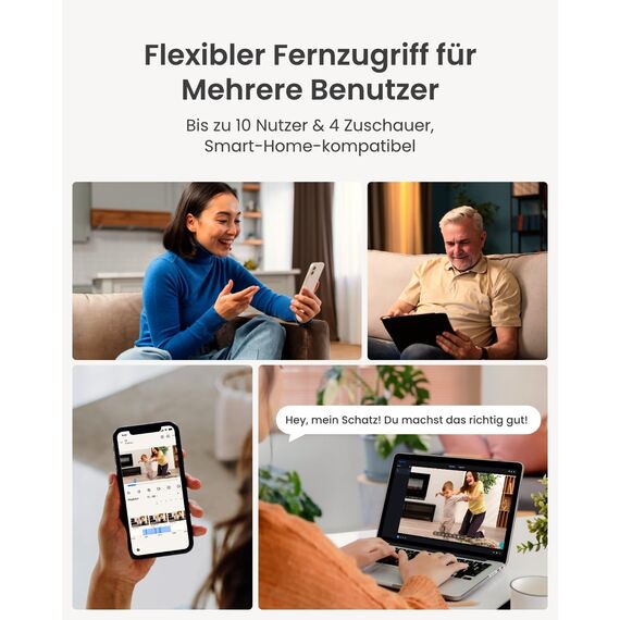 Reolink 2K Überwachungskamera Innen, 360°-Ansicht Indoor Kamera WLAN mit Auto-Tracking, Baby Monitor mit Personen-/Tier-/Weinen-Erkennung, 2,4 GHz Wi-Fi, Privatmodus, 2-Wege-Audio, E1 4MP