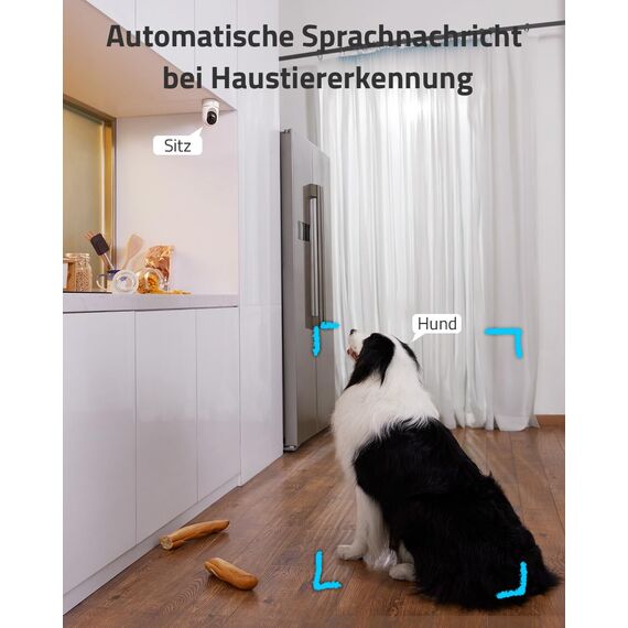 eufy Security Indoor Cam E220, 2K Überwachungskamera Innen, WLAN, Schwenkbar, Kameraüberwachung Innen, mit Nachtsicht, Personen- & Haustiererkennung, Bewegungsverfolgung, HomeBase 3 Kompatibel