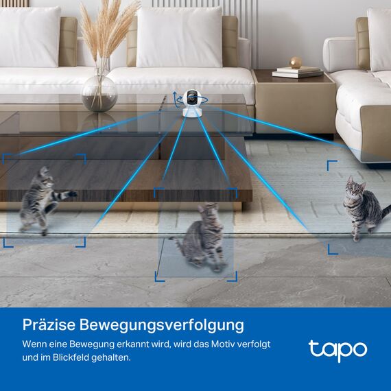 Tapo C232 360° KI-WLAN-Überwachungskamera, Ethernet/WLAN, 3K 5MP, Bewegungsverfolgung, Nachtsicht, Zwei-Wege-Audio, kompatibel mit Alexa und Google Assistant, MicroSD-Karte Bis zu 512 GB