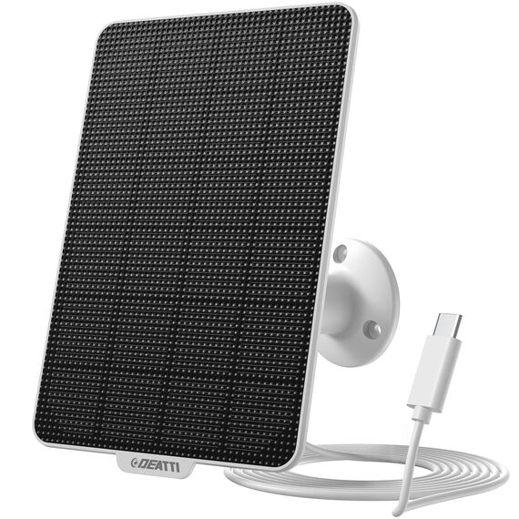 DEATTI 3W Solarpanel für Überwachungskamera Aussen Akku, Wetterfest, 360° Einstellbare Halterung, USB Schnittstelle, Unterbrechungsfreie Umweltschutzstromversorgung, 3M Kable
