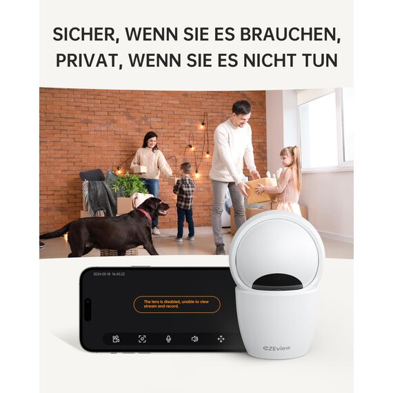 CZEview 3K 5MP Überwachungskamera Innen, 2,4/5Ghz Dual-Band WLAN Kamera Überwachung Innen, Hundekamera Haustierkamera mit APP, 360° Kamera Indoor, Zwei-Wege-Audio, Nachtsicht, AI Bewegungserkennung