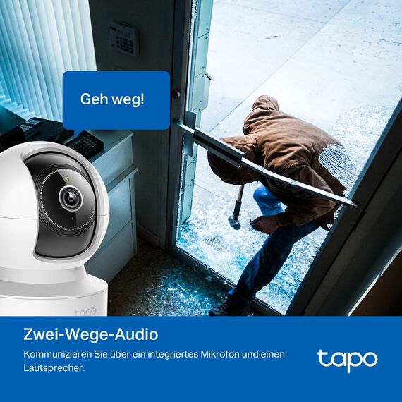 Tapo C232 360° KI-WLAN-Überwachungskamera, Ethernet/WLAN, 3K 5MP, Bewegungsverfolgung, Nachtsicht, Zwei-Wege-Audio, kompatibel mit Alexa und Google Assistant, MicroSD-Karte Bis zu 512 GB