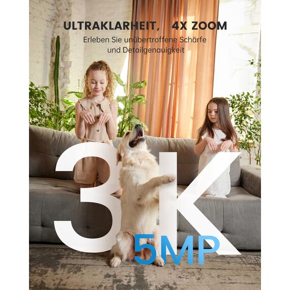CZEview 3K 5MP Überwachungskamera Innen, 2,4/5Ghz Dual-Band WLAN Kamera Überwachung Innen, Hundekamera Haustierkamera mit APP, 360° Kamera Indoor, Zwei-Wege-Audio, Nachtsicht, AI Bewegungserkennung