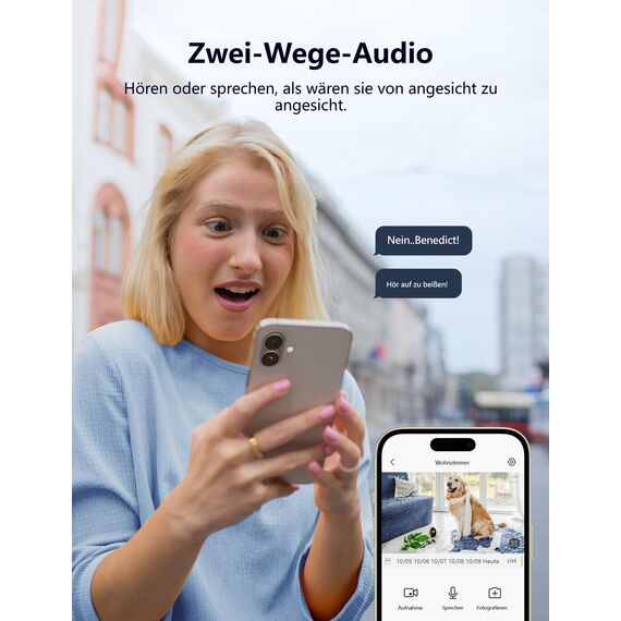 GNCC Überwachungskamera Innen 2K, 360° WLAN Kamera Indoor, Kamera Überwachung Innen mit Automatische Verfolgung, Zwei-Wege-Audio, Nachtsicht, Bewegungserkennung, Kompatibel mit Alexa