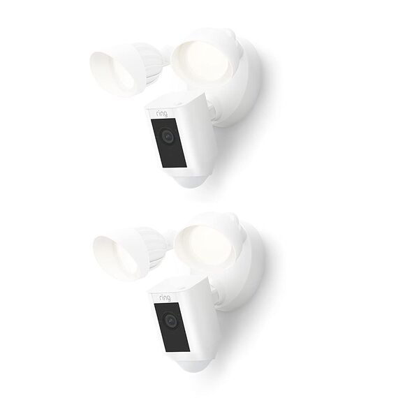 Ring Flutlichtkamera Plus Kabel (Floodlight Cam Wired Plus) | Überwachungskamera aussen mit WLAN, HD-Video, LED-Flutlicht, Nachtsicht, Bewegungserfassung & Sirene, funktioniert mit Alexa | 2 Kameras