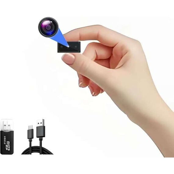 Mini-Surveillance-Kamera im kleinen Format - Innen- und Außenüberwachungskamera - High Definition (HD) 1080p - ohne WLAN - kompatibel mit 512 GB - Bewegungserkennung - Nachtsicht - Gravitationssensor