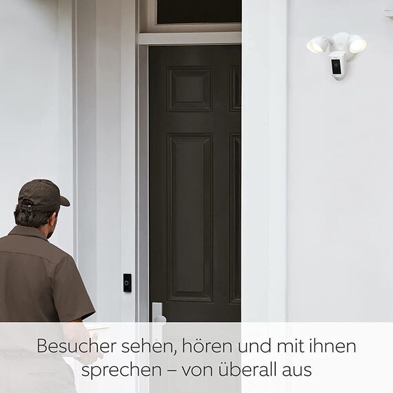Ring Flutlichtkamera Plus Kabel (Floodlight Cam Wired Plus) | Überwachungskamera aussen mit WLAN, HD-Video, LED-Flutlicht, Nachtsicht, Bewegungserfassung & Sirene, funktioniert mit Alexa | 2 Kameras